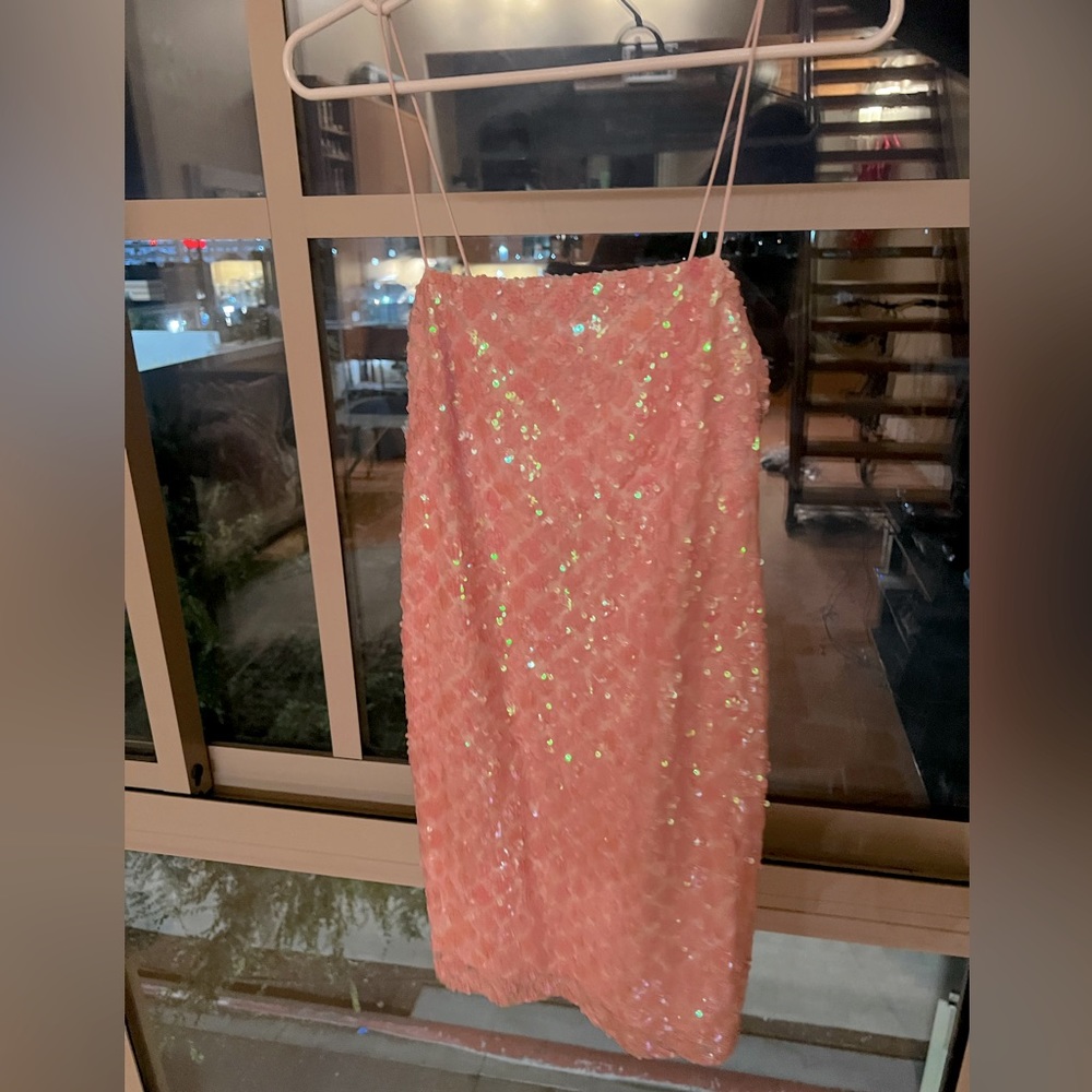 TOPSHOP Sequin Sparkling Cocktail Mini Dress Pink